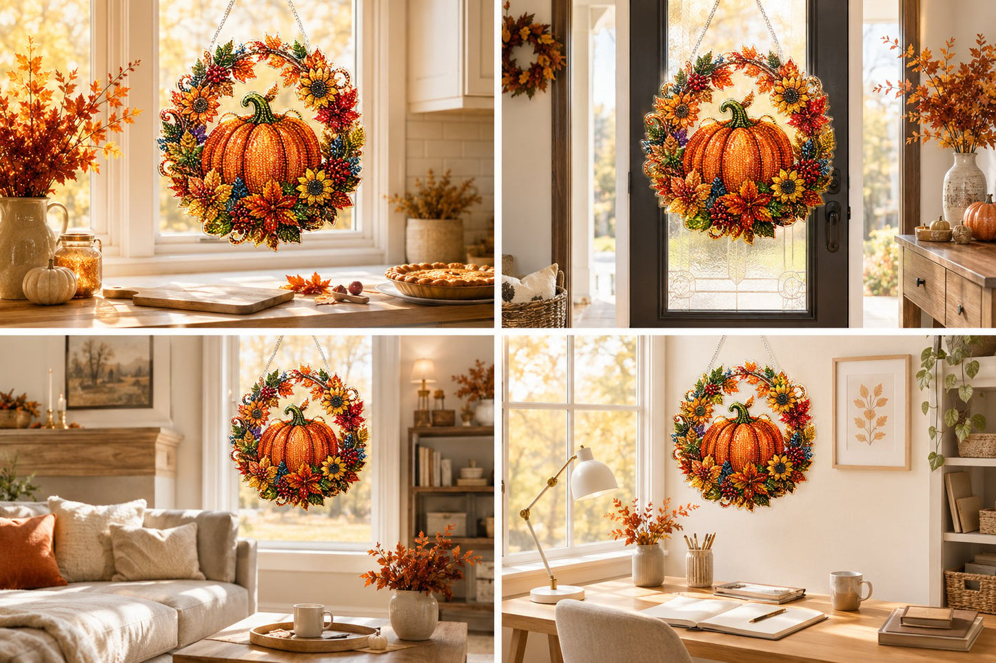 🔥Limited Edition 49% OFF - 🍂✨Autumn Harvest Pumpkin Diamond Art Hanging Ornament Kit