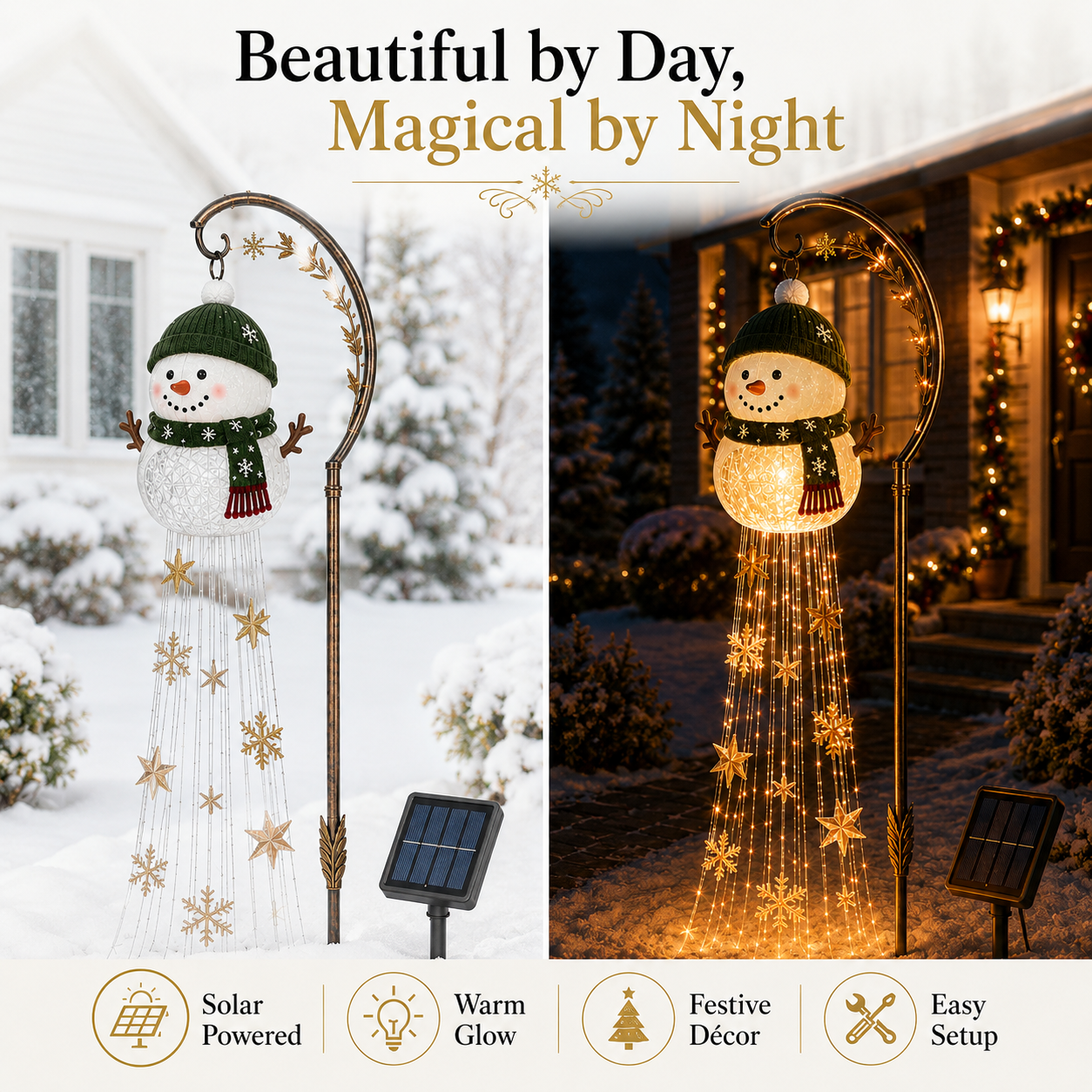 🔥🎅Christmas Early Discount 🔥-☃️ Snowman Sparkle Cascade - Solar Garden Light