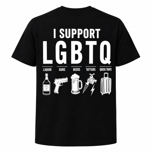 I SUPPORT LGBTQ Funny Graphic T-Shirt – 100% Cotton Crew Neck Casual Tee