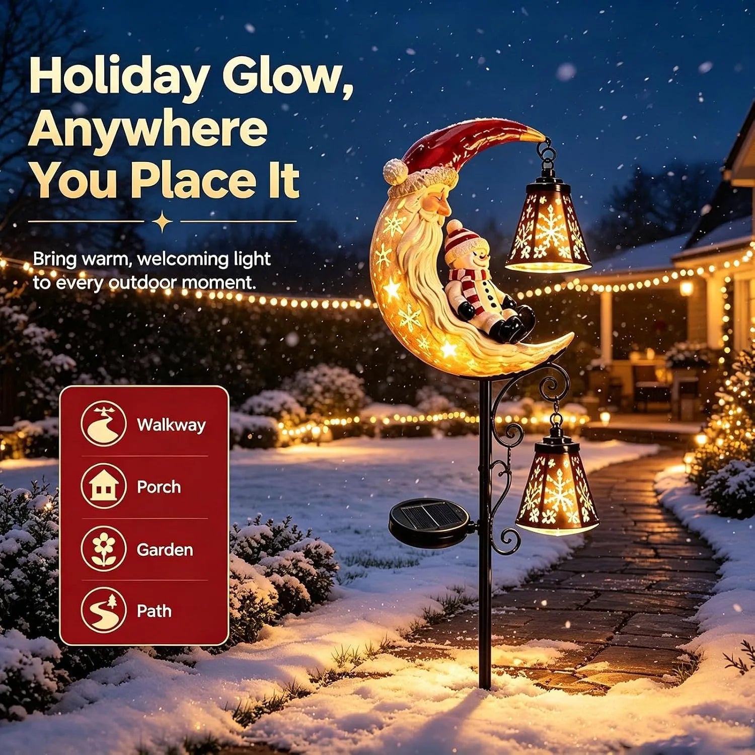 🤩Solar Christmas Moon Snowman Lamp Post Decoration, Santa Claus🎅💖