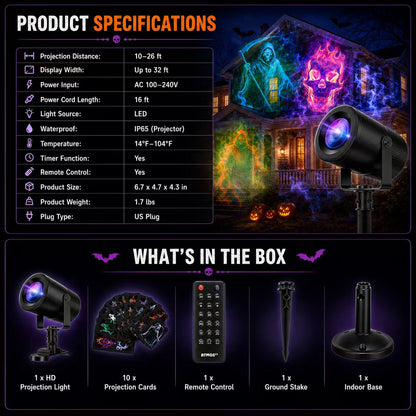 🎃32FT HD Halloween Projector | That Disappoint Your Halloween Party | 10 Unique HD Projection Patterns