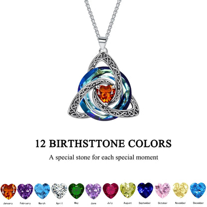 🔥LAST DAY 50% OFF - ✝️12-Month Birthstone Celtic Trinity Knot Necklace 💖