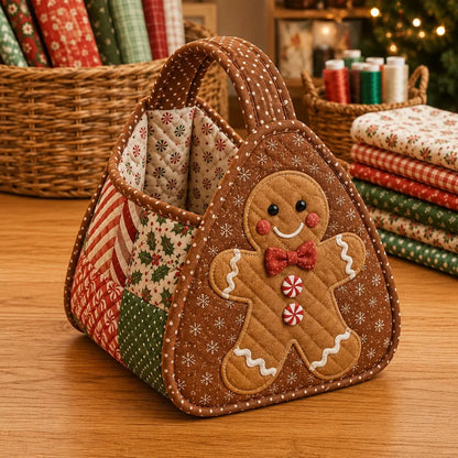⭐🎉🎄 Christmas Character Quilted Carry Basket | Padded Patchwork Fabrics, Layered Appliqué & Soft Carry Handle in DIY Kit or Ready-Made Styles 🎁✨