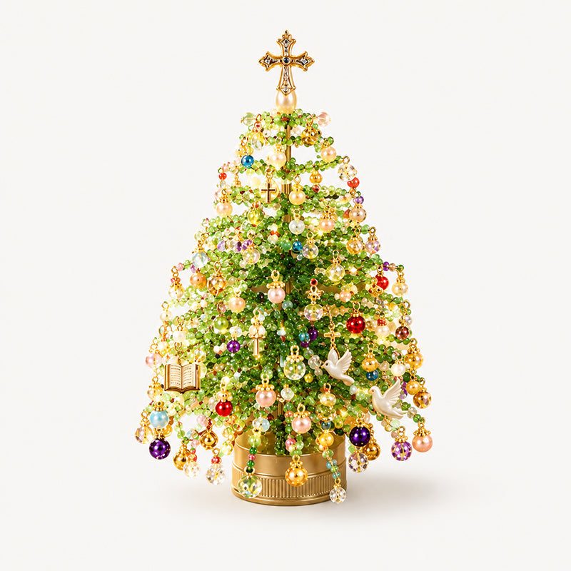 Mini Tabletop DIY Beaded Christmas Tree Craft Kit | Handmade Holiday Home Decor
