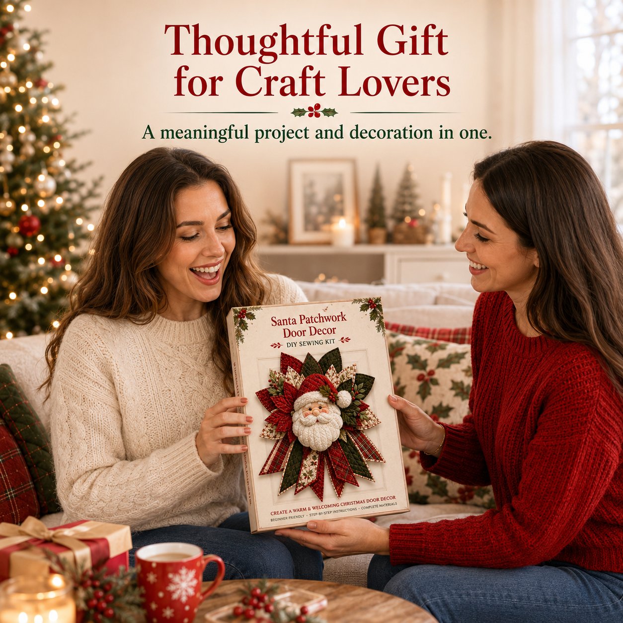⏳ Last Day 49% OFF – 🎅 Beginner-Friendly Oversized Santa Patchwork Door Hanger Sewing Kit | Complete Kit with All Tools & Step-by-Step Guide Included 💕
