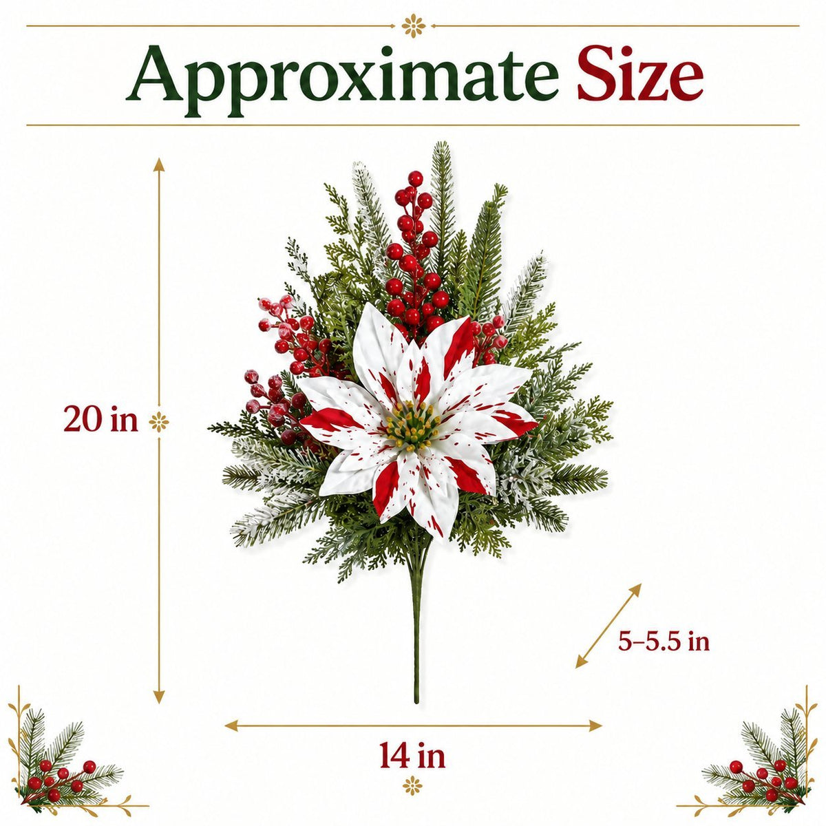 ❤️ Christmas Poinsettia Planter Inserts – Set of 6 Red & White Holiday Floral Picks