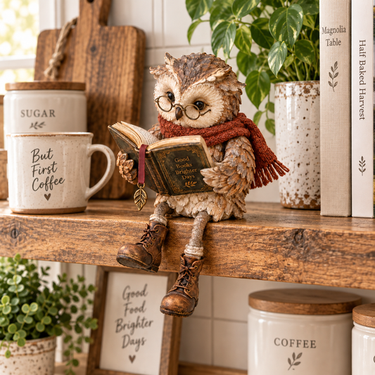 🔥50% OFF Reading Owl Figurine | Perfect Bookshelf Decor
