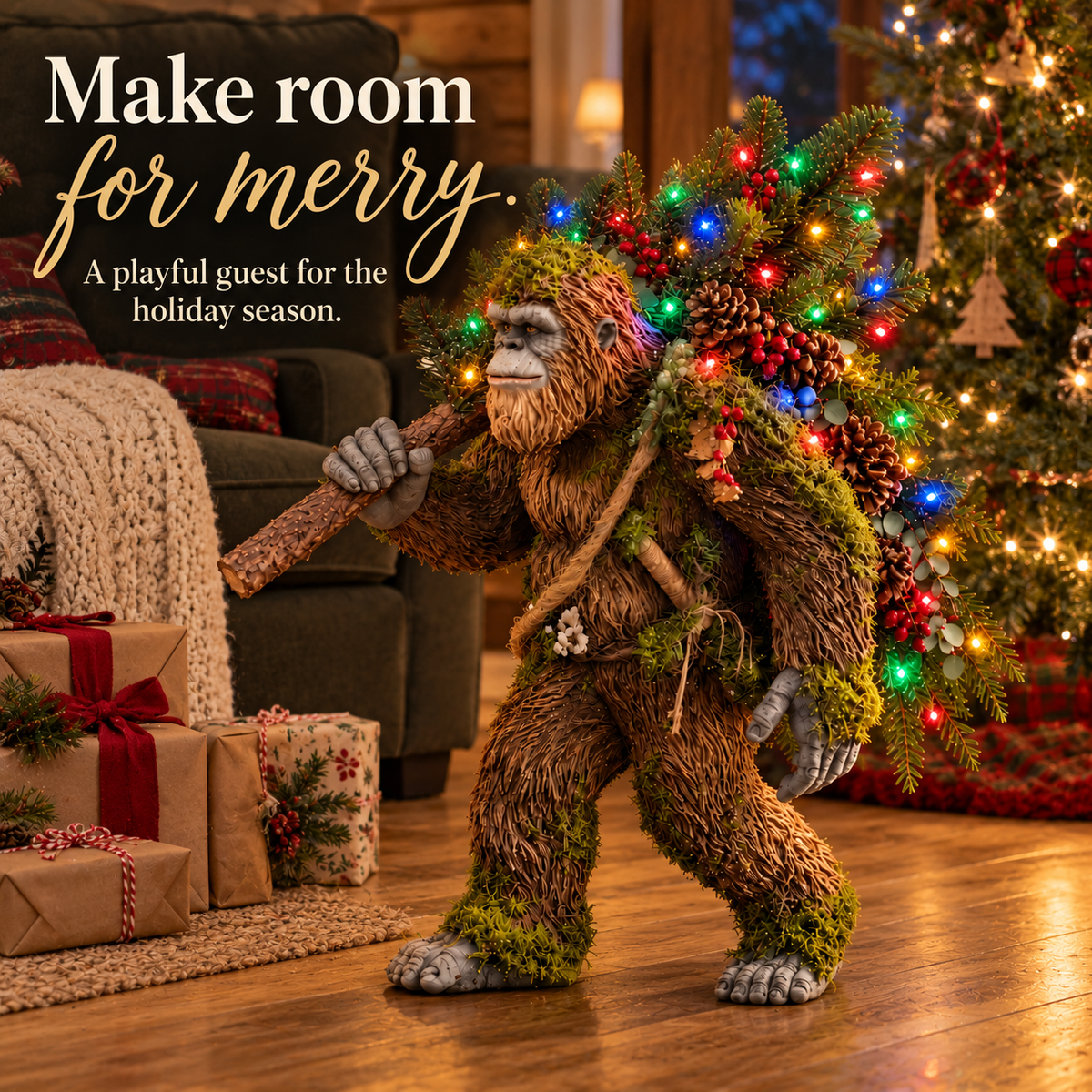 🎄 Woodland Bigfoot – Lighted Christmas Porch Decor