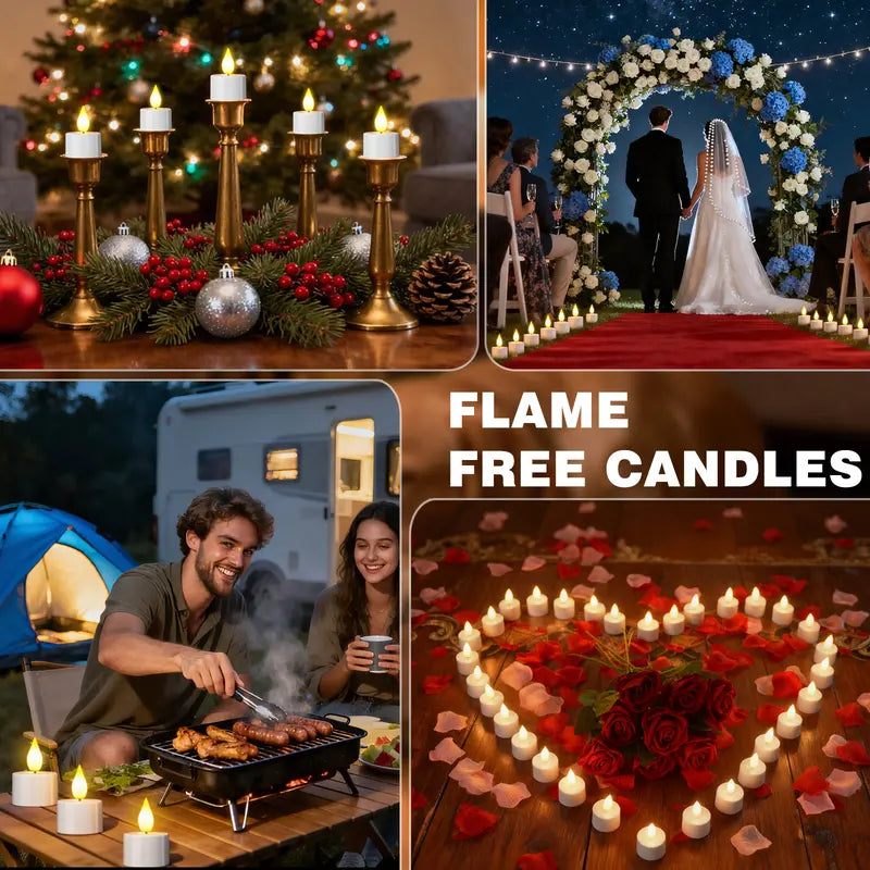 12-Pack Rechargeable LED Flameless Tealight Candles | Remote & Timer | USB-C