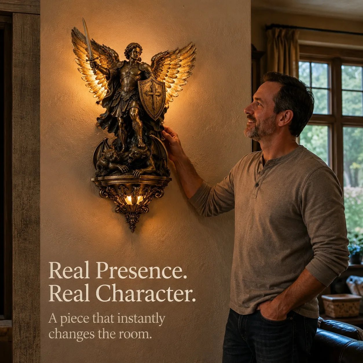 Last Day 50% OFF | ✝️St. Michael Guardian Angel Wall Light✨️ - Meaningful Décor With A Warm Glow