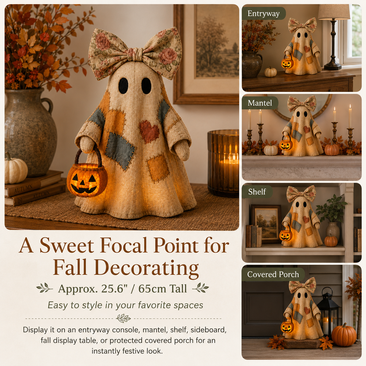 🔥 40% OFF TODAY - 👻🎃 Vintage Patchwork Ghost Decor(✨ LED Pumpkin Lantern}