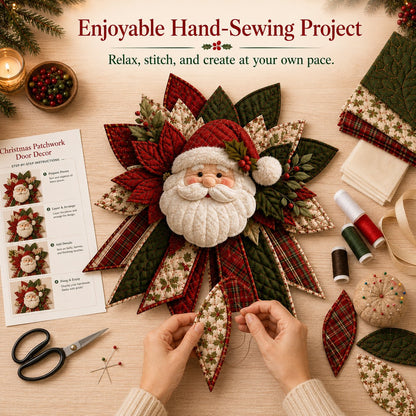 ⏳ Last Day 49% OFF – 🎅 Beginner-Friendly Oversized Santa Patchwork Door Hanger Sewing Kit | Complete Kit with All Tools & Step-by-Step Guide Included 💕