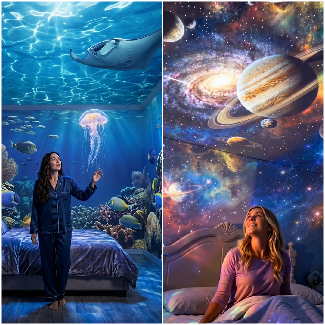 ⏰Last day Promotion 🔥5D Galaxy Ocean Projector for Bedroom