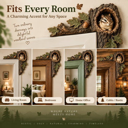 ⏰AHLWOAPEX TAG – 50 % RABATT 🐿️ Chipmunk Tree Hollow Door Topper | Woodland Animal Doorway Decor For Cozy Nature Homes