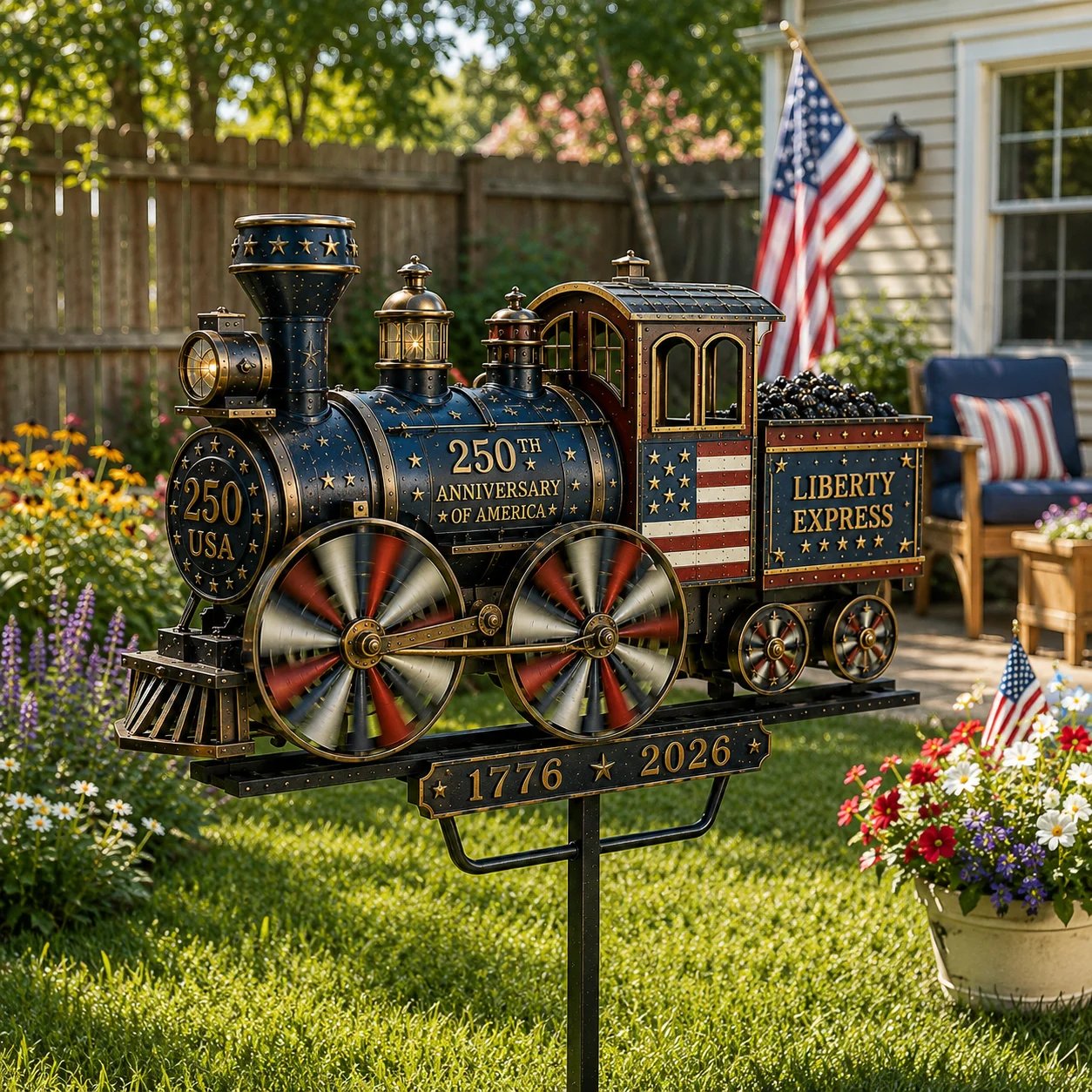 🔥Limited time 55% OFF🔥🚂USA 250 “Liberty Express” Train Garden Wind Spinner -✈️ (Free Delivery Fee)