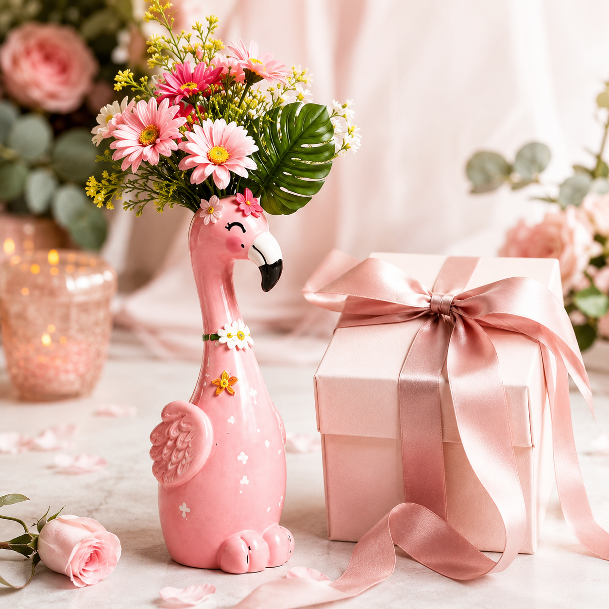 🦩50% OFF🦩 Cute Pink Flamingo Ceramic Vase｜Home Table Decor💖