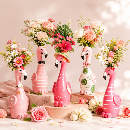 🦩50% OFF🦩 Cute Pink Flamingo Ceramic Vase｜Home Table Decor💖