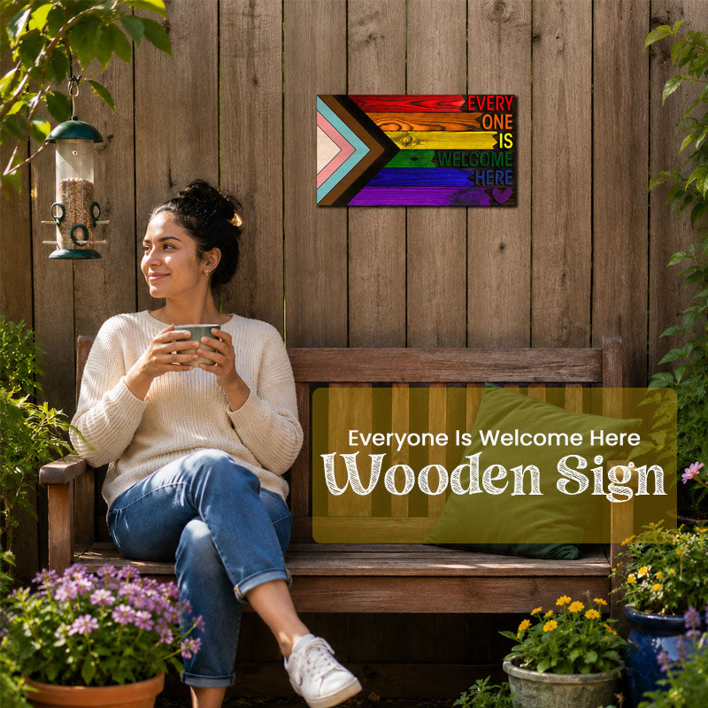 🔥Last Day Promotion🌈❤️ Everyone Is Welcome Here Wooden Sign