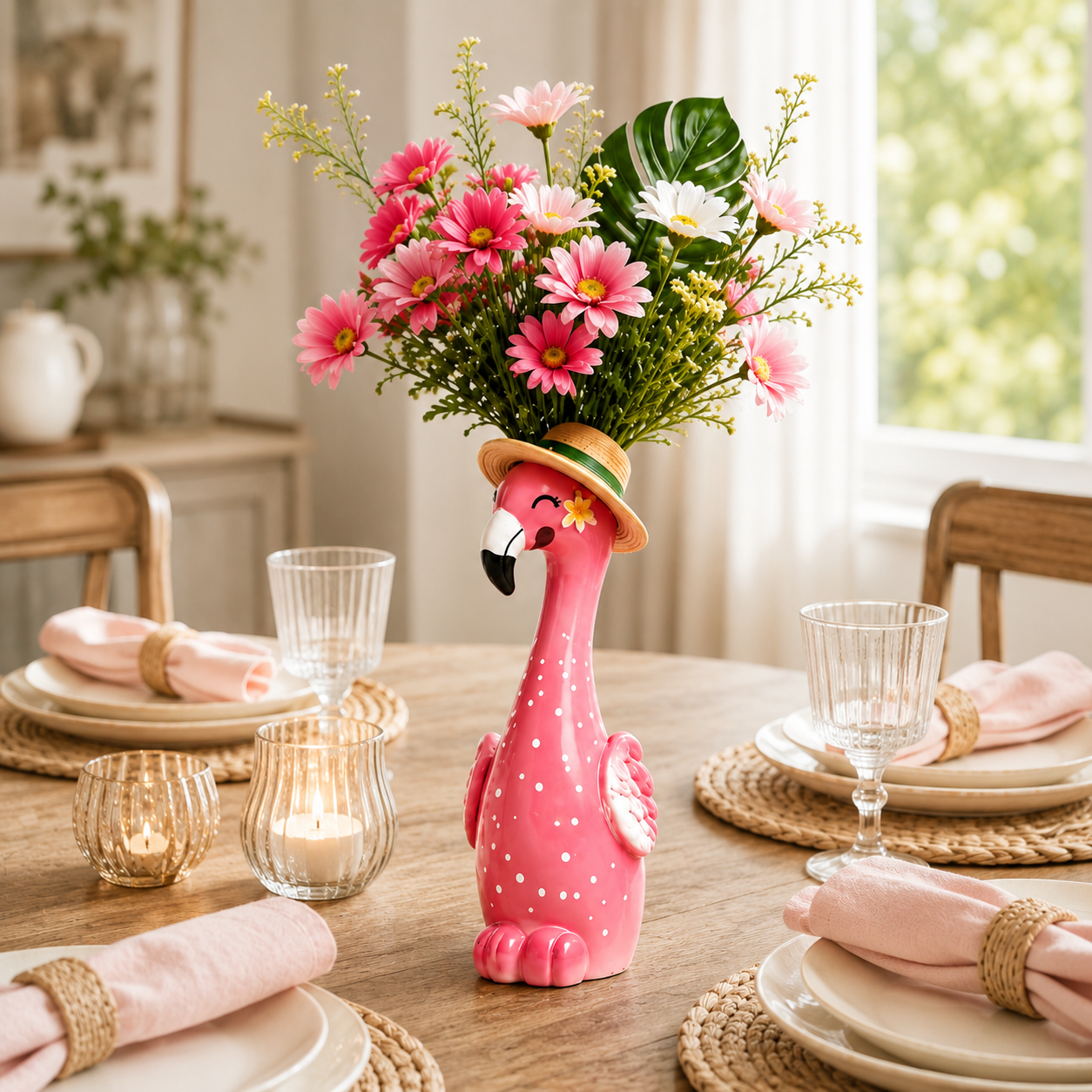 🦩50% OFF🦩 Cute Pink Flamingo Ceramic Vase｜Home Table Decor💖