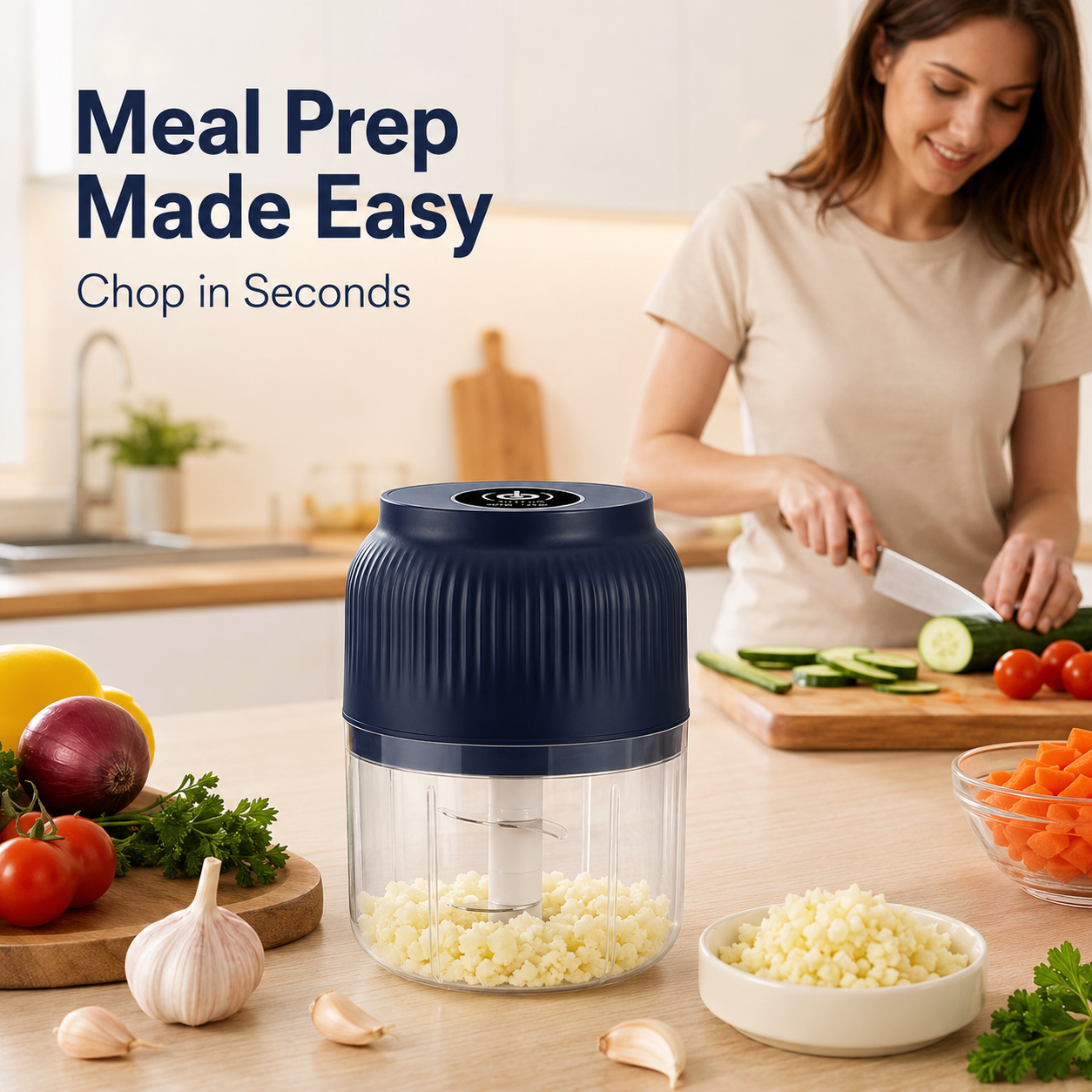 ✨ Mini Electric Food Chopper – One-Press Garlic & Veggie Prep 🍳🥕🧄