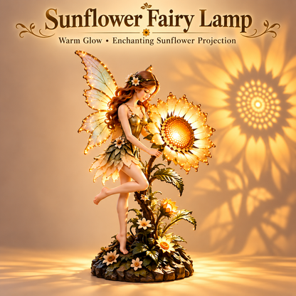 Sunflower Fairy Projection Lamp – Warm Lighted Fantasy Figurine with Flower Shadow Effect