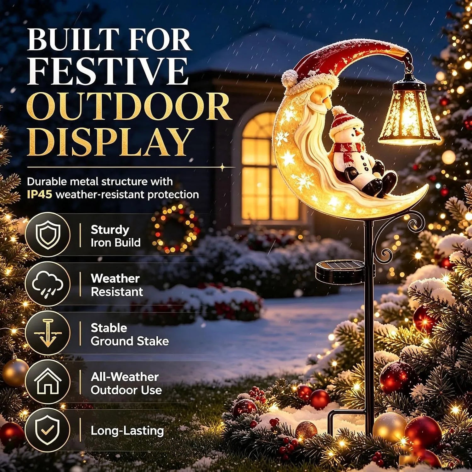 🤩Solar Christmas Moon Snowman Lamp Post Decoration, Santa Claus🎅💖