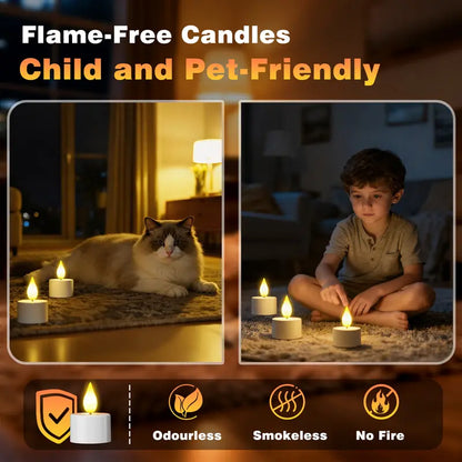 12-Pack Rechargeable LED Flameless Tealight Candles | Remote & Timer | USB-C