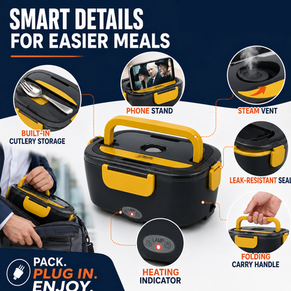 📢📢 !! ⏰Portable Electric Heated Lunch Box Water-Free Food Warmer