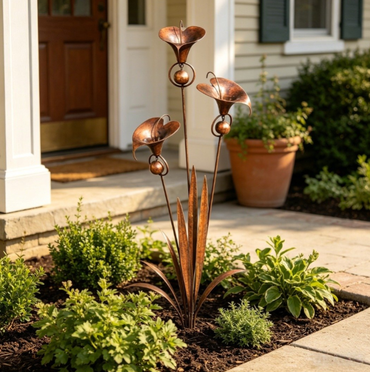 Copper Calla Lily Garden Chime Set – A Peaceful Touch for Flower Lovers 🌿🔔