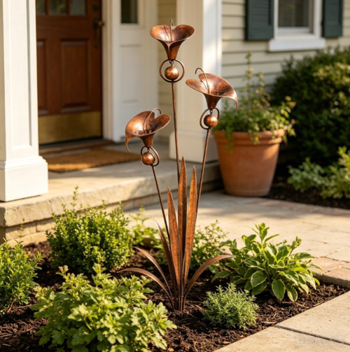Copper Calla Lily Garden Chime Set – A Peaceful Touch for Flower Lovers 🌿🔔