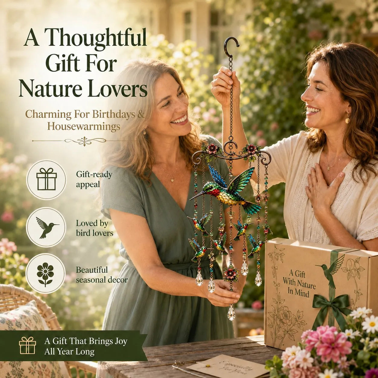 🔥Last Day 50% OFF - 🐦🎐Graceful Hummingbird Wind Chime, Bring Beauty, Peace To Your Garden🐦🎐