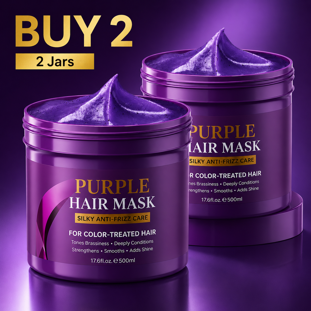 💜 Keratin Purple Toning Hair Mask (500mL) – Anti-Brass Color Care ✨