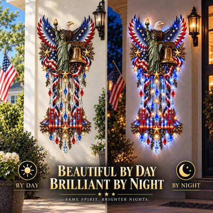 ⏳ Last Day 50% OFF-✨🇺🇸 American Pride LED Cascade Wall Light – Eagle, Liberty & Stars