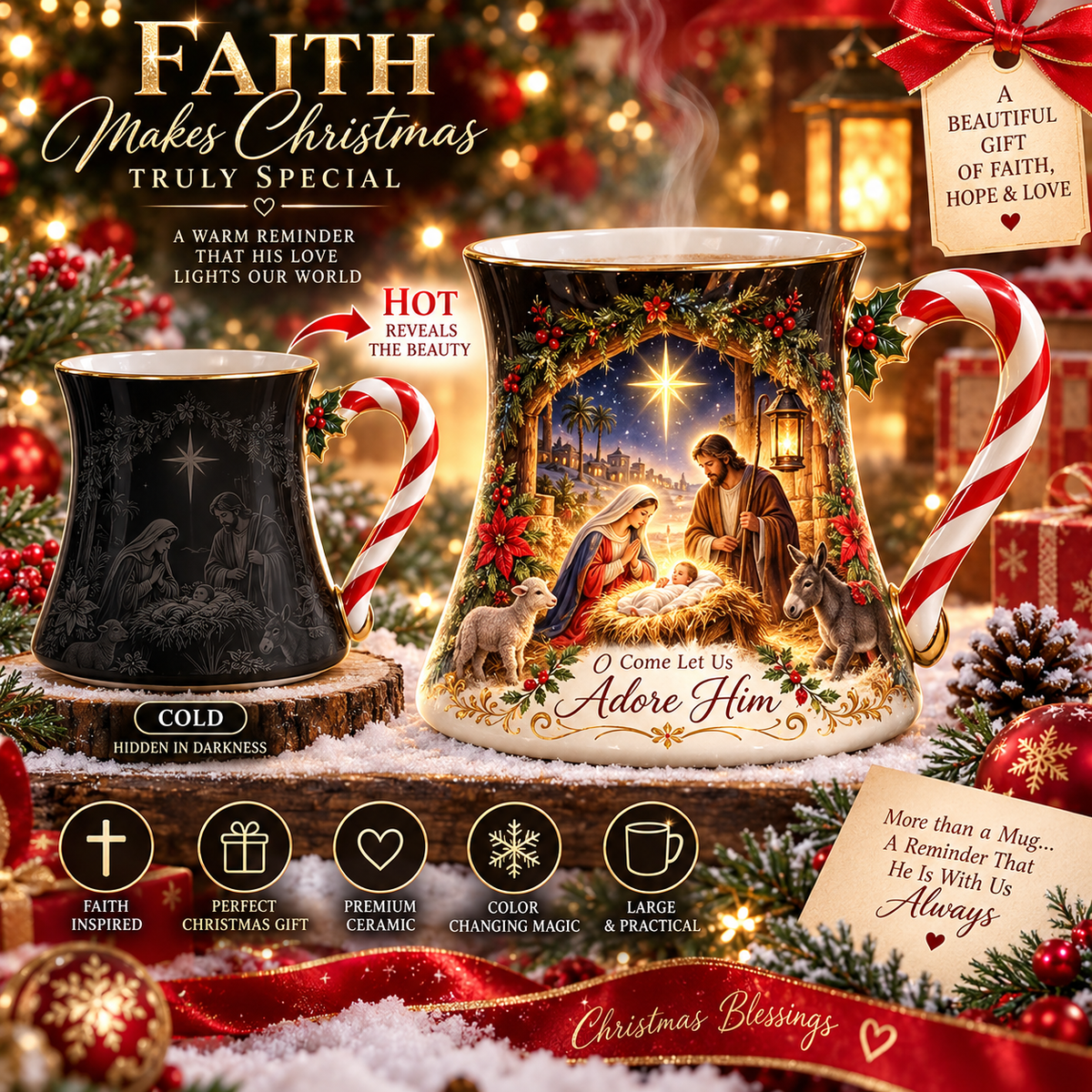🎄 Last Day 50% OFF🎁Christmas Magic Color-changing Mug – Heat Reveal Holiday Gift