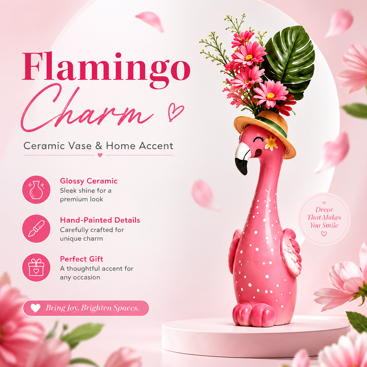 🦩50% OFF🦩 Cute Pink Flamingo Ceramic Vase｜Home Table Decor💖