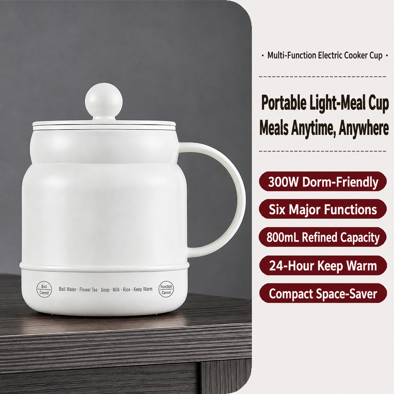 🔥 6-in-1 Portable Electric Cooking Cup – 800mL Mini Cooker for Meals & Drinks