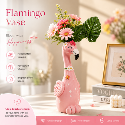 🦩50% OFF🦩 Cute Pink Flamingo Ceramic Vase｜Home Table Decor💖