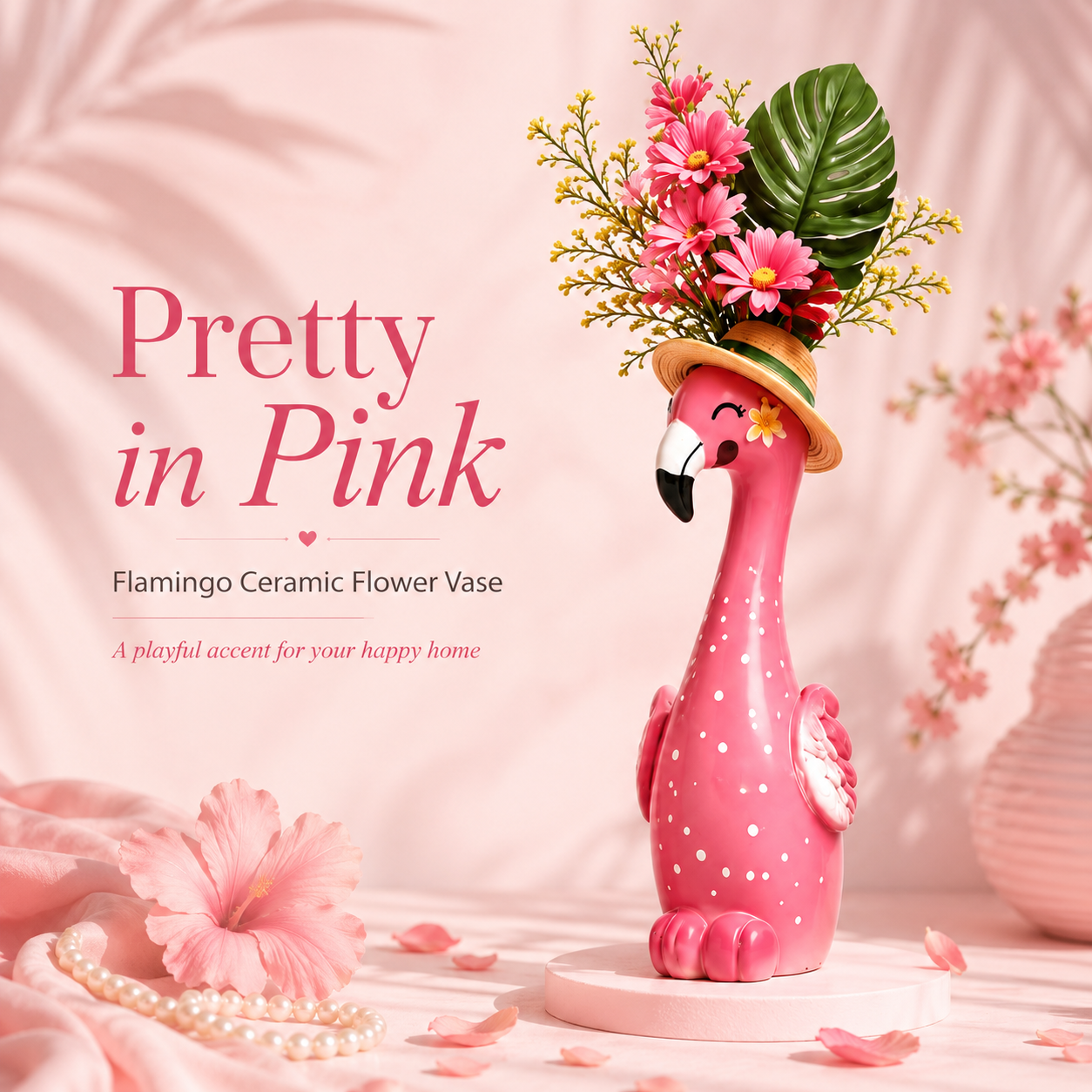 🦩50% OFF🦩 Cute Pink Flamingo Ceramic Vase｜Home Table Decor💖