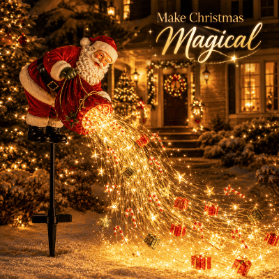🎅Solar-Powered Christmas Garden Light: Santa Claus 'Magic Pour' Design