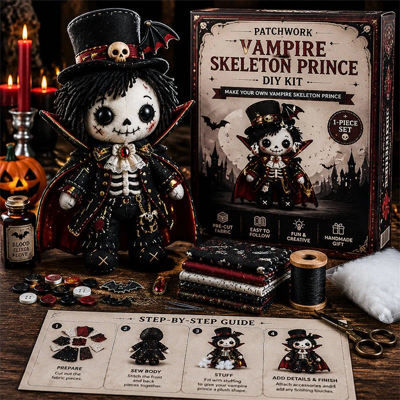 🔥HOT SALE 49% OFF🎃🧙‍♀️Patchwork Skeleton Witch Girl DIY Kit👻🦴🎃  – Handmade Halloween Wall & Door Décor