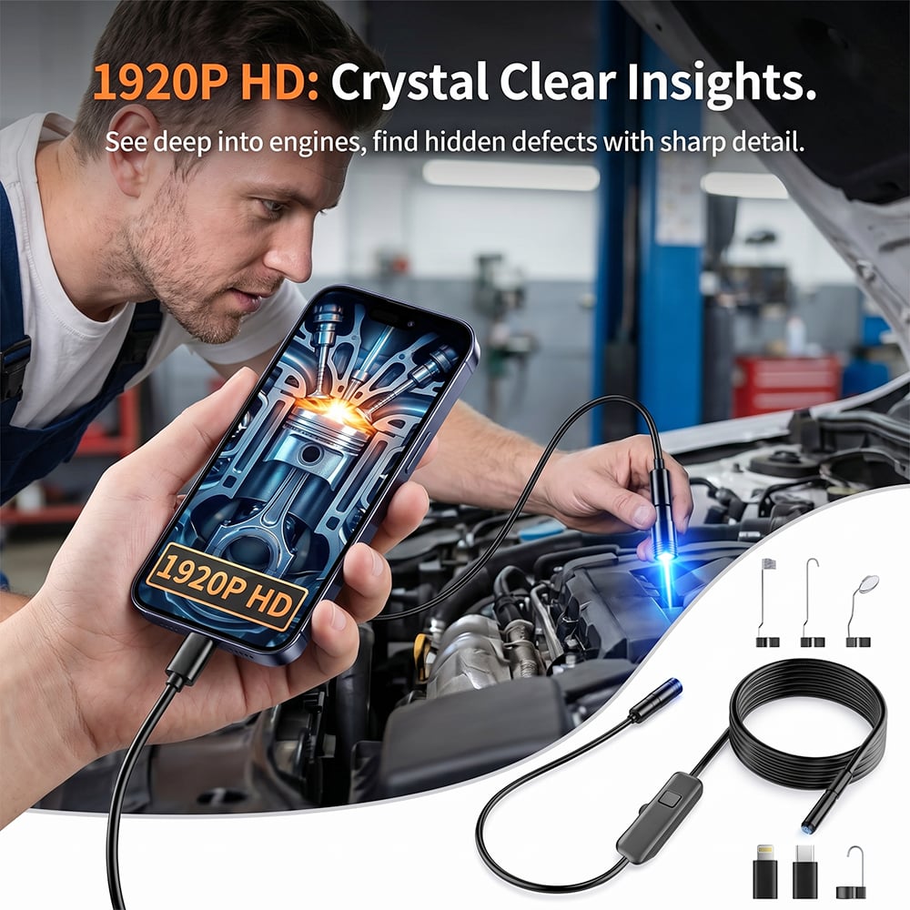 🔍 1920P HD Endoscope Camera – A Gift He'll Actually Use 🛠️