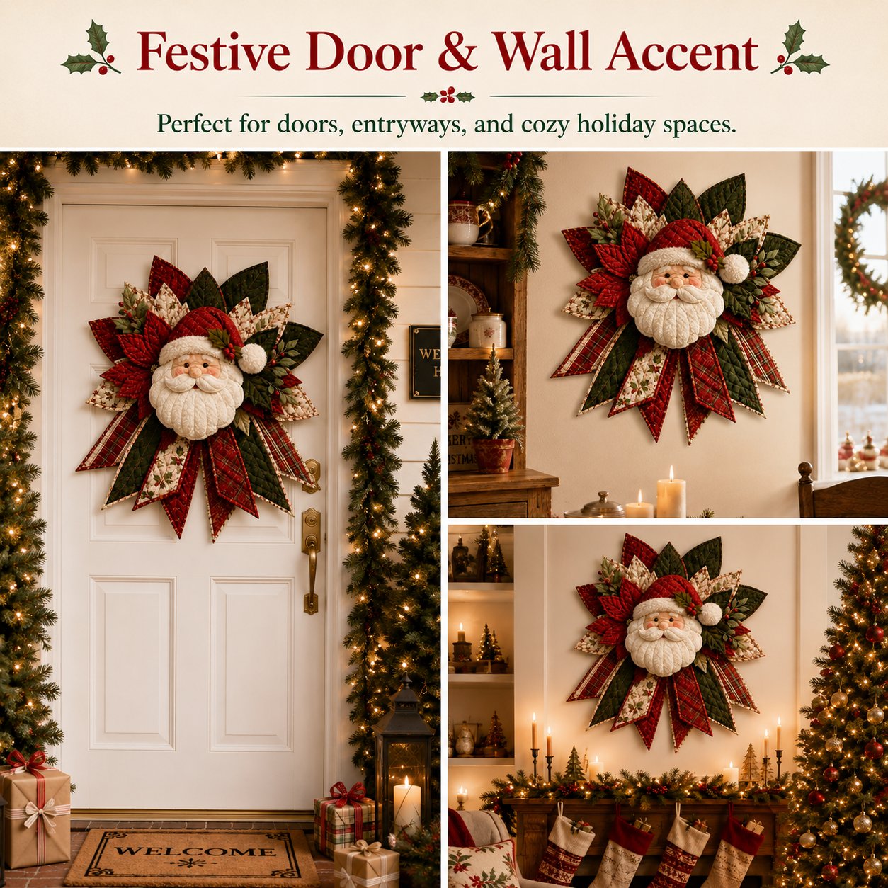 ⏳ Last Day 49% OFF – 🎅 Beginner-Friendly Oversized Santa Patchwork Door Hanger Sewing Kit | Complete Kit with All Tools & Step-by-Step Guide Included 💕