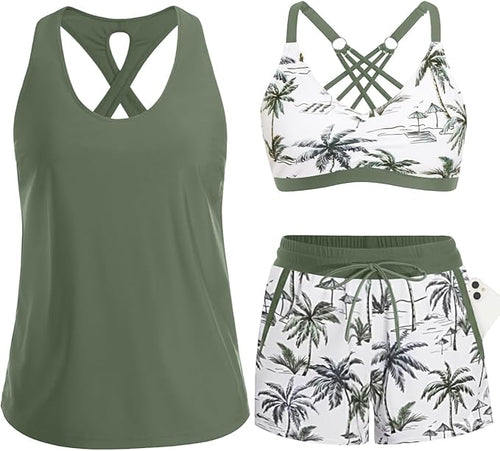 ⏰LAST DAY 49% OFF - 3 Piece Tankini with Shorts 🔥