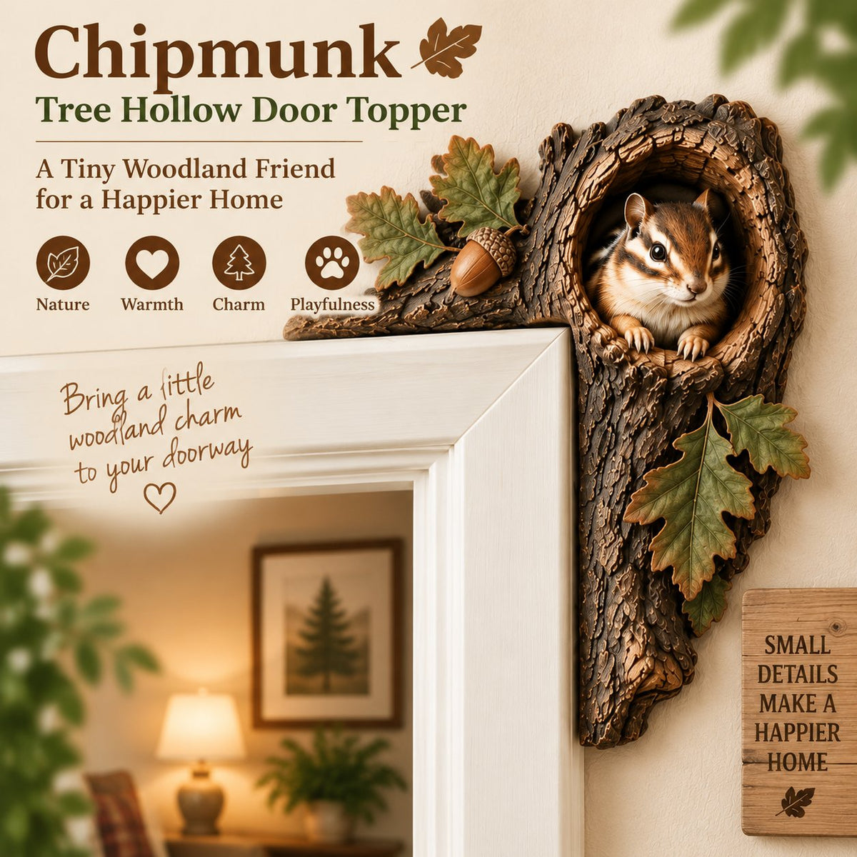 ⏰AHLWOAPEX TAG – 50 % RABATT 🐿️ Chipmunk Tree Hollow Door Topper | Woodland Animal Doorway Decor For Cozy Nature Homes