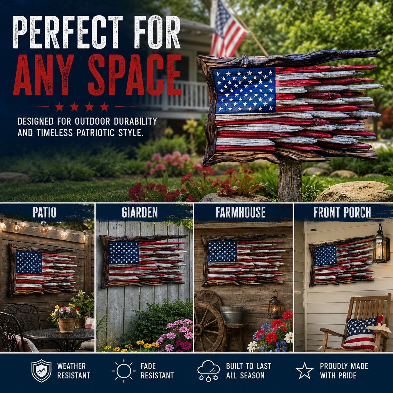 🔥2026 Limited Edition 🇺🇸 Handmade Wooden American Flag Wall Art