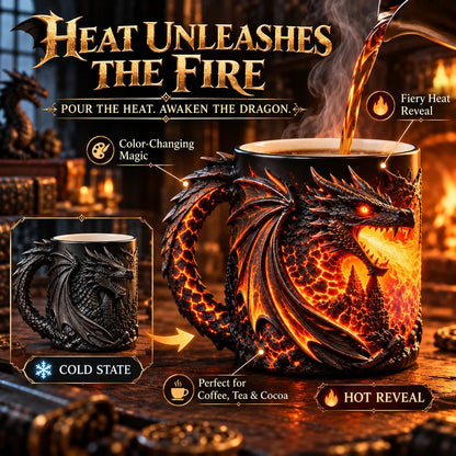🐉✨  Dragonfire 3D Heat-Reveal Magic Mug | Add a Hot Drink. Awaken the Dragon.🔥
