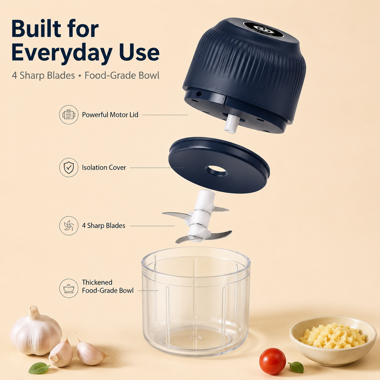 ✨ Mini Electric Food Chopper – One-Press Garlic & Veggie Prep 🍳🥕🧄