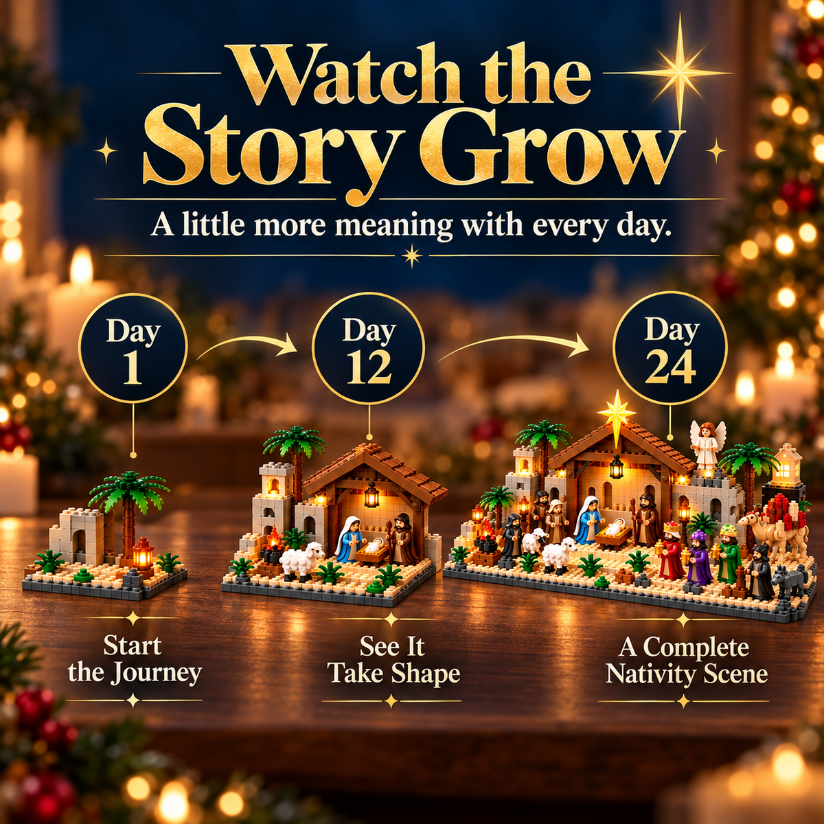 ⛪✝️Nativity Advent Calendar – 24-Day Buildable Christmas Nativity Set