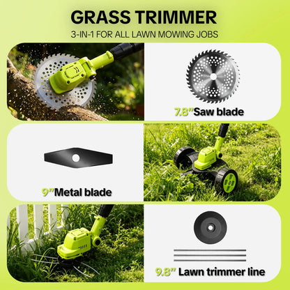 🌱✨ Limited Time 50% OFF✨ 3-in-1 Cordless Lawn Mower | Powerful Grass Trimmer & Edger for Small to Medium Gardens