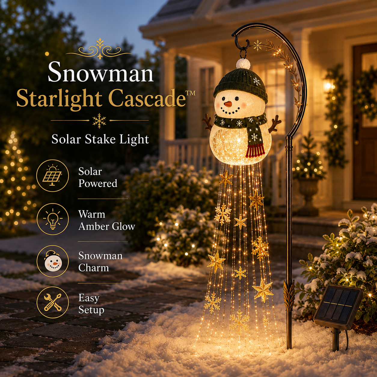 🔥🎅Christmas Early Discount 🔥-☃️ Snowman Sparkle Cascade - Solar Garden Light
